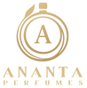 Logo of Ananta Perfumes with a gold design on a black background